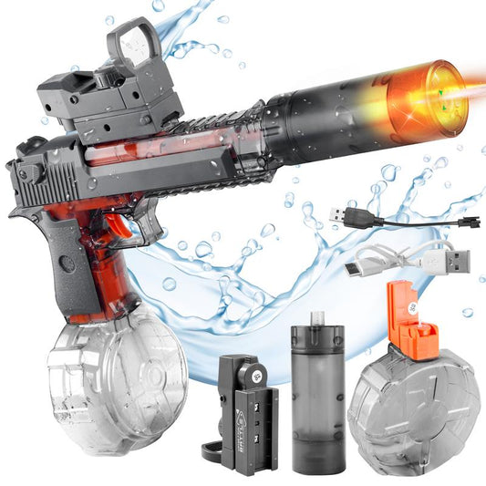 Electric Water Shooter with LED Lights, Powerful Squirt Blaster Toy for Kids & Adults, 26-35Ft Range, Waterproof, Ideal for Pool, Outdoor Fun