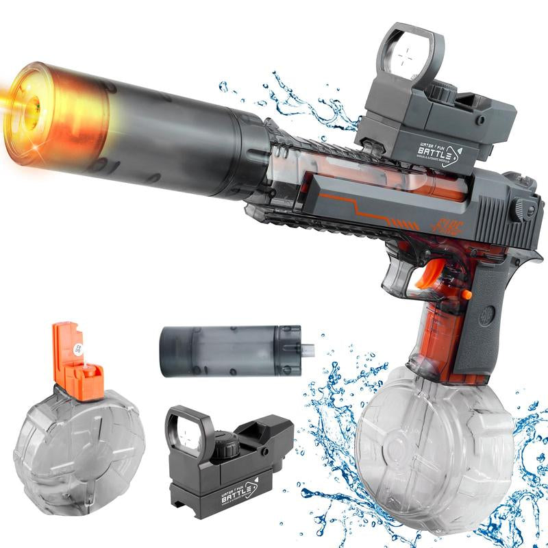 Electric Water Shooter with LED Lights, Powerful Squirt Blaster Toy for Kids & Adults, 26-35Ft Range, Waterproof, Ideal for Pool, Outdoor Fun
