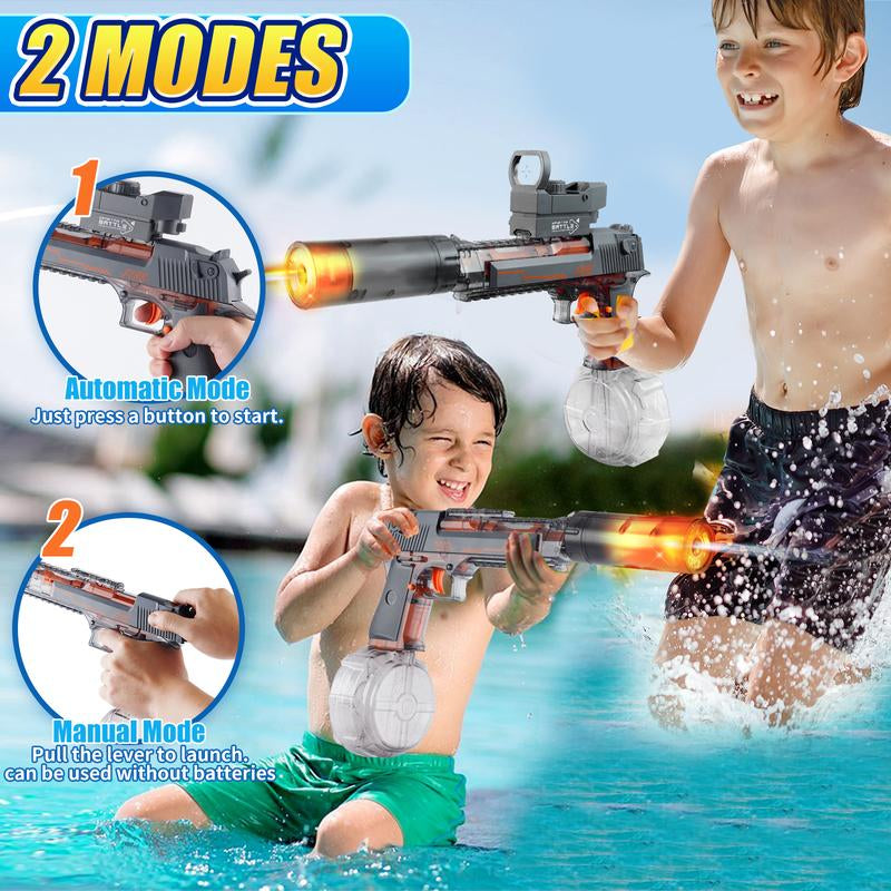 Electric Water Shooter with LED Lights, Powerful Squirt Blaster Toy for Kids & Adults, 26-35Ft Range, Waterproof, Ideal for Pool, Outdoor Fun