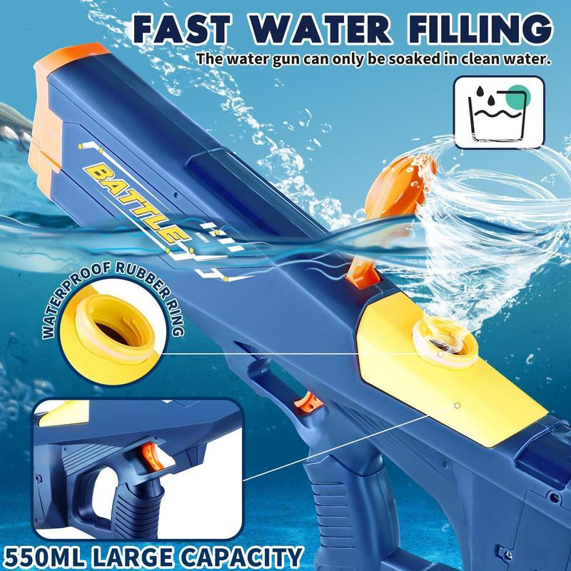 Electric Water Shooter with LED Lights, Powerful Squirt Blaster Toy for Kids & Adults, 26-35Ft Range, Waterproof, Ideal for Pool, Outdoor Fun